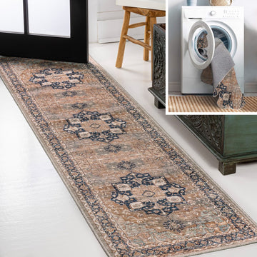 Maris Ornate Medallion Washable Area Rug